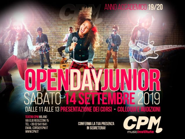 Sabato 14 Settembre l’Open Day Junior al CPM Music Institute di Milano, scuola diretta da Franco Mussida
