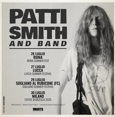 Guardiamo al prossimo Luglio ed alle 4 occasioni per ammirare Patti Smith in concerto…