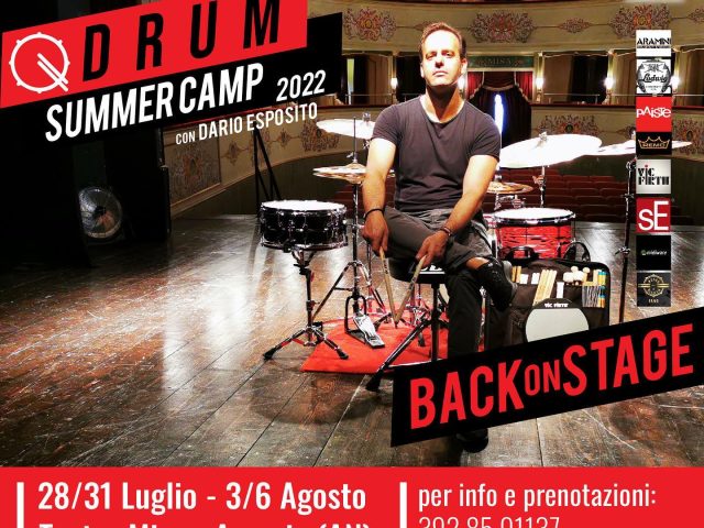 Drum Summer Camp 2022 con Dario Esposito dal 28 al 31 luglio e dal 3 al 6 agosto ad Arcevia (AN)