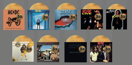 Per i 50 anni di carriera degli Ac/Dc, in vinile color oro i primi loro 9 album