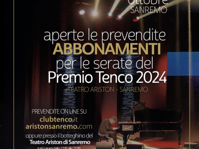 Aperte le prevendite per le serate del Premio Tenco 2024, in programma al Teatro Ariston di Sanremo
